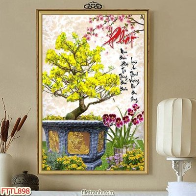 Tải file File tranh chậu mai bonsai FTTL898 (ảnh gốc) in gạch 3D