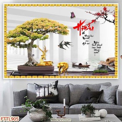 Tệp tin gốc File tranh chậu mai bonsai FTTL905 (chất lượng cao) File tranh chậu mai bonsai FTTL905
