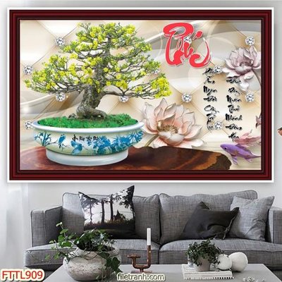 File PSD File tranh chậu mai bonsai FTTL909 (bản gốc) chất lượng nhất