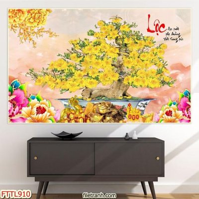 Tệp tin gốc File tranh chậu mai bonsai FTTL910 (dùng cho in) File tranh chậu mai bonsai FTTL910