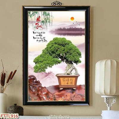 File PSD File tranh chậu mai bonsai FTTL916 (bản gốc) độ phân giải cao