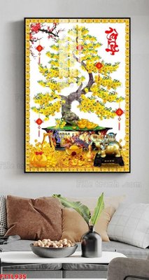 File tranh File tranh chậu mai bonsai FTTL935 (gốc) chủ đề tĩnh vật