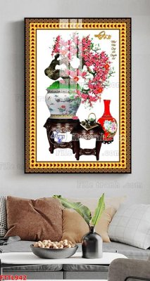 Hình ảnh gốc File tranh chậu mai bonsai FTTL942 (để in khổ lớn)