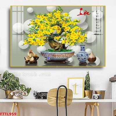 File gốc File tranh chậu mai bonsai FTTL959 (ảnh chi tiết) để in trần
