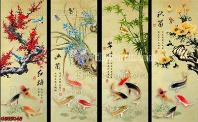 Tải file File gốc in bộ tranh decor treo tráng gương canvas GB15045 (gốc) chủ đề phong thủy