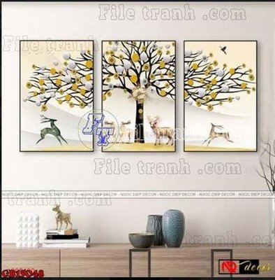 File PSD File gốc in bộ tranh decor treo tráng gương canvas GB15048 (gốc) cho designer