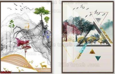 File ảnh File gốc in bộ tranh decor treo tráng gương canvas GB15131 (gốc) in PP, decal