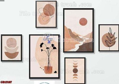 File ảnh File gốc in bộ tranh decor treo tráng gương canvas GB15187 (gốc) in PP, decal