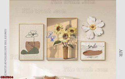 Ảnh gốc File gốc in bộ tranh decor treo tráng gương canvas GB15204 (nét căng) in mica
