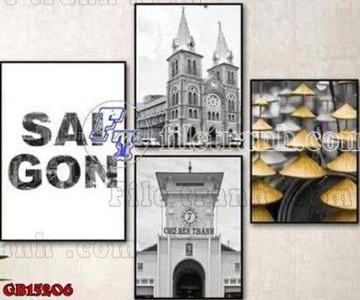 File tranh File gốc in bộ tranh decor treo tráng gương canvas GB15206 (bản gốc) in lụa 3D