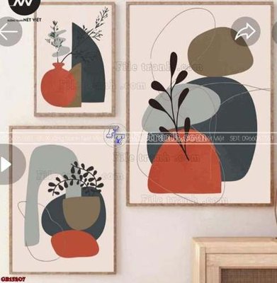 File tranh File gốc in bộ tranh decor treo tráng gương canvas GB15207 (bản gốc) treo quán cafe