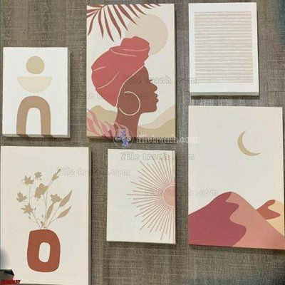File in mica File gốc in bộ tranh decor treo tráng gương canvas GB15237 (bản gốc) làm vách ngăn