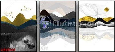 File in trần File gốc in bộ tranh decor treo tráng gương canvas GB15345 (bản gốc) hoa văn
