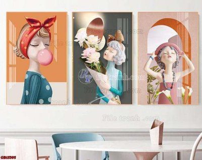 Tải file File gốc in bộ tranh decor treo tráng gương canvas GB15395 (PSD) cho in tranh 3D