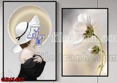 File tranh File gốc in bộ tranh decor treo tráng gương canvas GB15427 (gốc) in trên kính