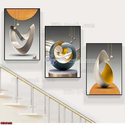 File gốc File gốc in bộ tranh decor treo tráng gương canvas GB15481 (in tráng gương) hiện đại