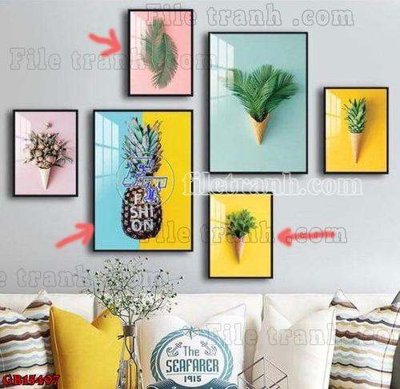 File gốc File gốc in bộ tranh decor treo tráng gương canvas GB15497 (phiên bản chuẩn) để in ấn