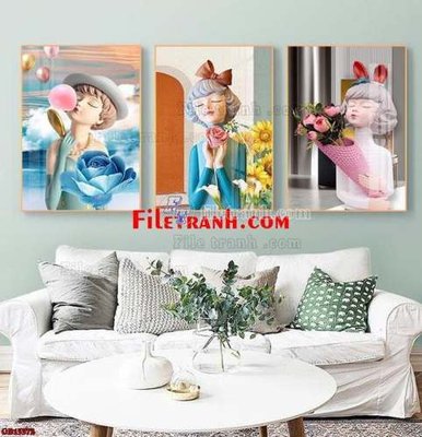 File tranh gốc File gốc in bộ tranh decor treo tráng gương canvas GB15572 (bản quyền) độc đáo