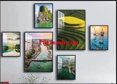File gốc in ấn File gốc in bộ tranh decor treo tráng gương canvas GB15723 chất lượng vượt trội