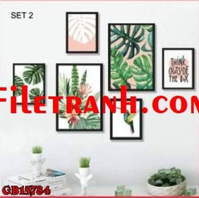 File gốc File gốc in bộ tranh decor treo tráng gương canvas GB15784 (trang trí) cho phòng khách