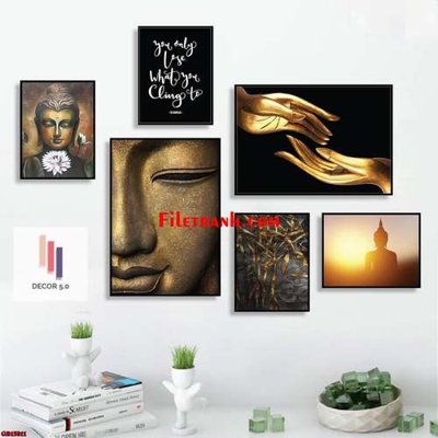 File gốc File gốc in bộ tranh decor treo tráng gương canvas GB15811 (cho in UV) siêu nét