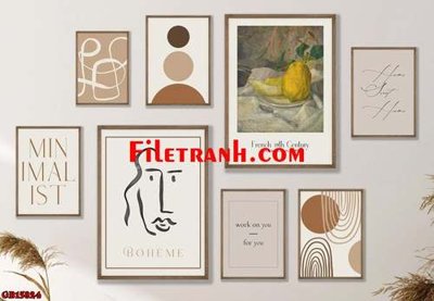 File tranh File gốc in bộ tranh decor treo tráng gương canvas GB15824 (gốc) in vải canvas