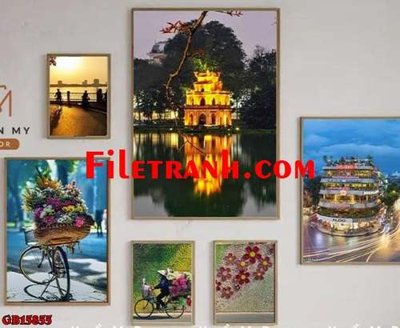 File in mica File gốc in bộ tranh decor treo tráng gương canvas GB15855 (bản gốc) sắc sảo