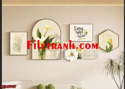 File tranh gốc in trần nhà File gốc in bộ tranh decor treo tráng gương canvas GB15987 3D