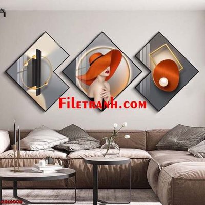 Download file gốc File gốc in bộ tranh decor treo tráng gương canvas GB16008 (in lụa) nghệ thuật