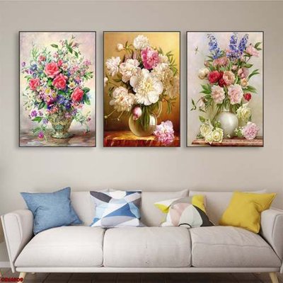 Tải file File gốc in bộ tranh decor treo tráng gương canvas GB16509 (gốc) chủ đề hoa sen