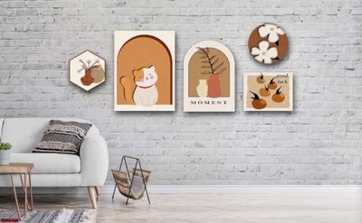 Download file gốc File gốc in bộ tranh decor treo tráng gương canvas GB16622 (in lụa) hoa lá