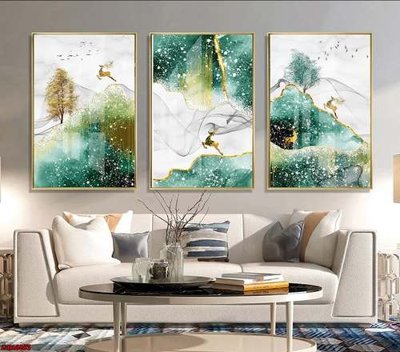 File tranh File gốc in bộ tranh decor treo tráng gương canvas GB16853 (gốc) phong cách tối giản
