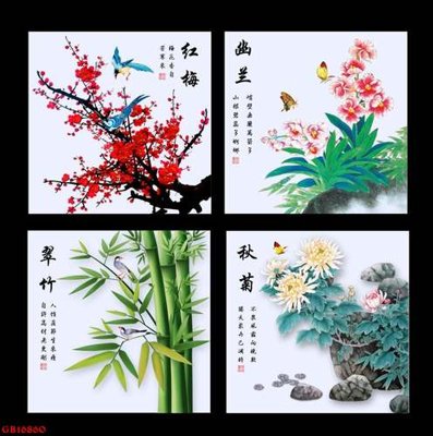 File gốc File gốc in bộ tranh decor treo tráng gương canvas GB16860 (dành cho quảng cáo)