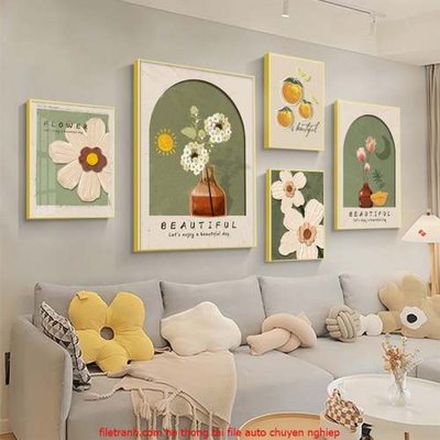 File gốc File gốc in bộ tranh decor treo tráng gương canvas GB18048 (in lụa) chi tiết cao