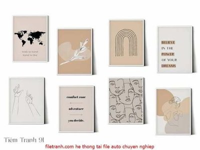 File tranh gốc File gốc in bộ tranh decor treo tráng gương canvas GB18075 (bản quyền) file PSD