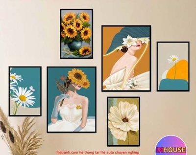 File tranh in tráng gương File gốc in bộ tranh decor treo tráng gương canvas GB18152 (siêu nét)