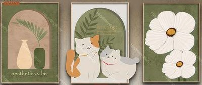 Ảnh gốc File gốc in bộ tranh decor treo tráng gương canvas GB18163 (nét căng) in mica