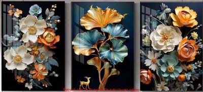 File gốc File gốc in bộ tranh decor treo tráng gương canvas GB18234 (in lụa) hoa văn cổ điển