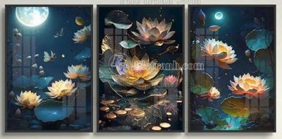 File in trần File gốc in bộ tranh decor treo tráng gương canvas GB20045 (file gốc) hoa văn 3D