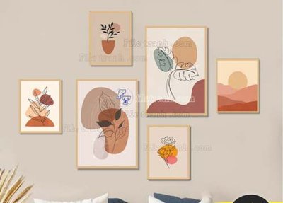 File gốc File gốc in bộ tranh decor treo tráng gương canvas GB20111 (in lụa) họa tiết 3D