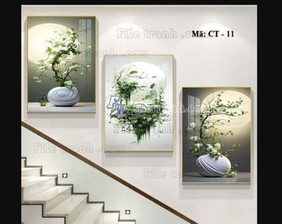 Download file gốc File gốc in bộ tranh decor treo tráng gương canvas GB20192 (in lụa) hoa lá