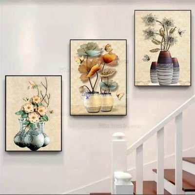 File tranh File gốc in bộ tranh decor treo tráng gương canvas GB20196 (file gốc) chủ đề phong thủy