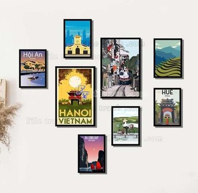 File ảnh File gốc in bộ tranh decor treo tráng gương canvas GB20275 (gốc) in PP, decal
