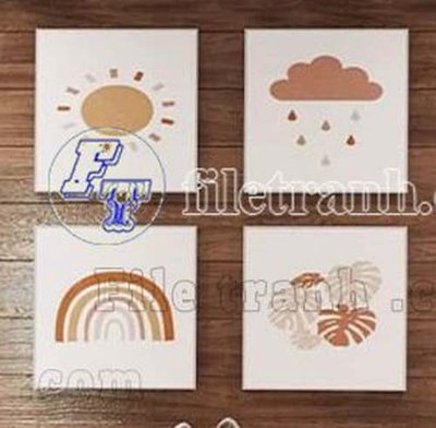 File gốc File gốc in bộ tranh decor treo tráng gương canvas GB20304 (in lụa) họa tiết 3D