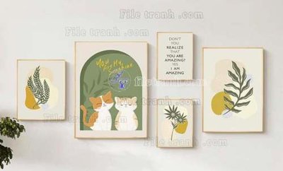 File tranh File gốc in bộ tranh decor treo tráng gương canvas GB20367 (gốc) chủ đề con người