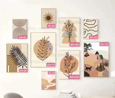 Hình ảnh file gốc in trần nhà File gốc in bộ tranh decor treo tráng gương canvas GB20383
