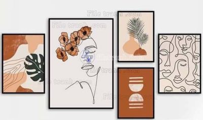 Tải file File gốc in bộ tranh decor treo tráng gương canvas GB20514 (gốc) chủ đề hoa sen