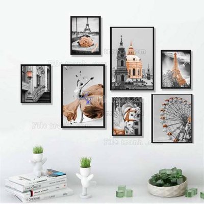 Download file gốc File gốc in bộ tranh decor treo tráng gương canvas GB20528 (in lụa) tranh 3D
