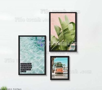 File gốc File gốc in bộ tranh decor treo tráng gương canvas GB20535 (in lụa) hoa văn cổ điển