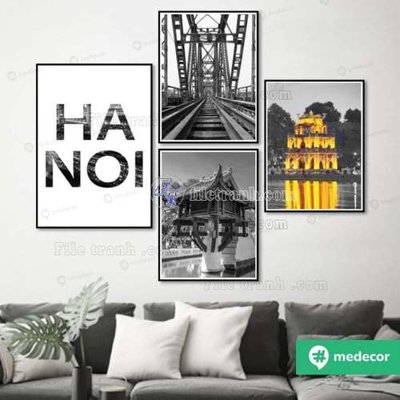 File tranh File gốc in bộ tranh decor treo tráng gương canvas GB20549 (gốc) chủ đề thành phố